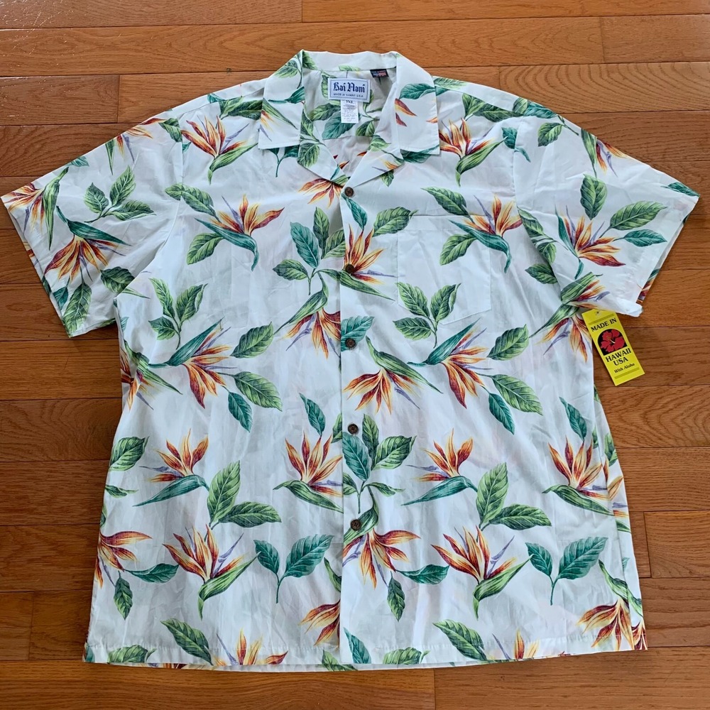 NEW NWT VTG Rai Nani Hawaiian Mens 2XL XXL Floral Button Up‎ Camp Shirt USA